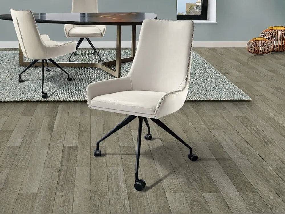 Scaun de birou din Metal Negru si Textil Alb L53xH88cm Diane