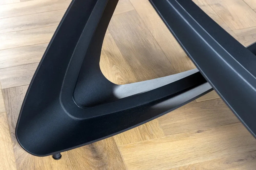 Masa din Sticla securizata/Ceramica Maro taupe si Metal Negru L180-220-260xH76cm Infinity