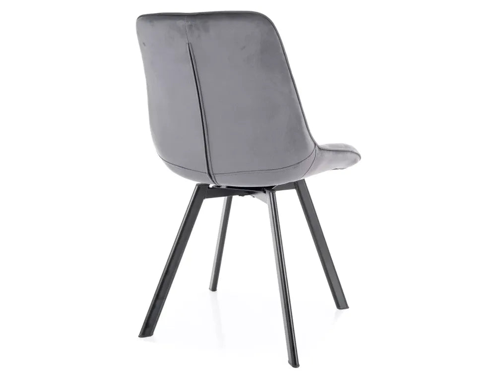 Set 2 scaune din Catifea Gri si Metal Negru Hx88Lx51xA60cm Monti