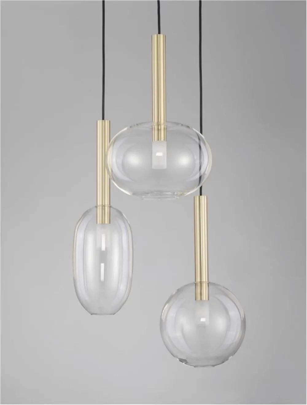 Lustra structura din Metal Negru/Auriu si abajur din Sticla Transparent H191xL24cm IP20 AMELIA