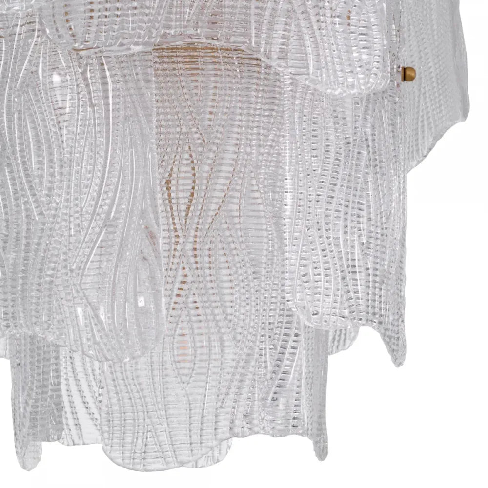 Candelabru din Otel inoxdabil Alama atichizata si Sticla texturata Transparent H60xD61cm Asinara S Eichholtz