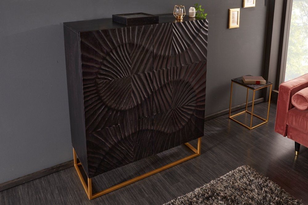 Dulap din Lemn masiv de mango si Metal Negru/Auriu Scorpion L100xH120cm