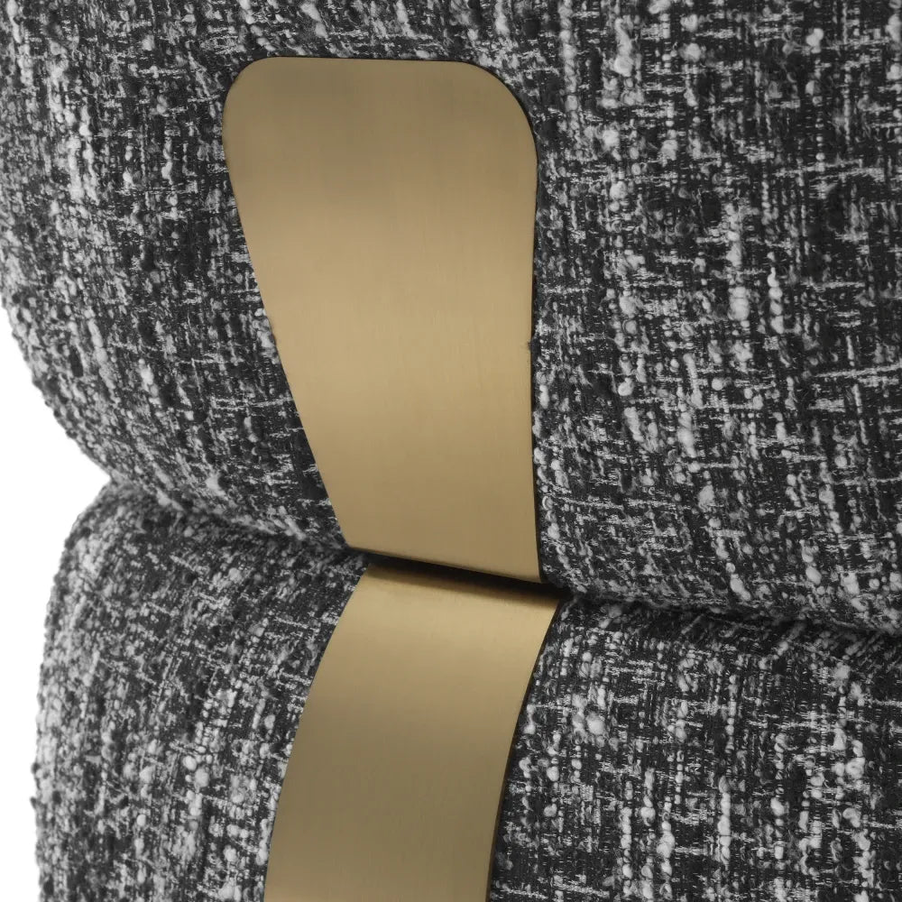 Fotoliu tapitat cu Stofa boucle Alb/Negru L85xA87xH72cm Leon Eichholtz