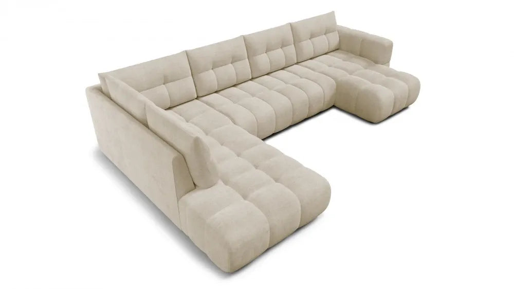 Coltar in forma de U tapitat cu material pet friendly Alias crem L374 x 219cm