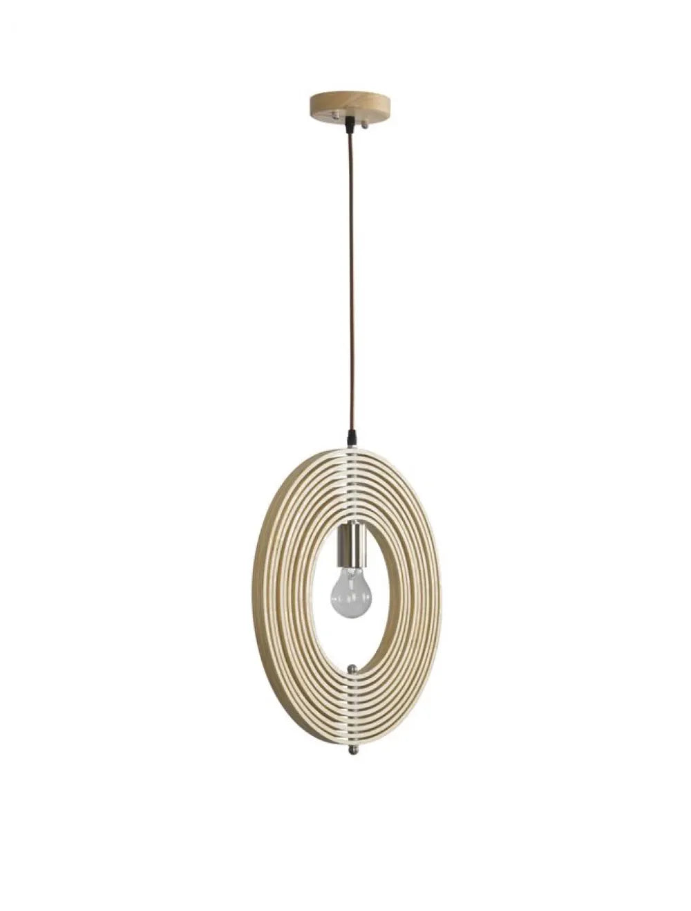 Pendul structura din Metal Negru si abajur din Lemn Bej H130xL43cm IP20 ASCO