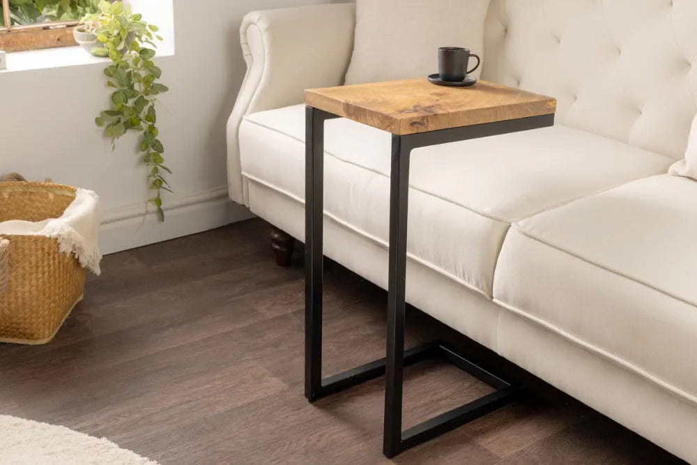 Masuta laterala din Lemn de mango Maro si Metal Negru L26xH62cm Gaston