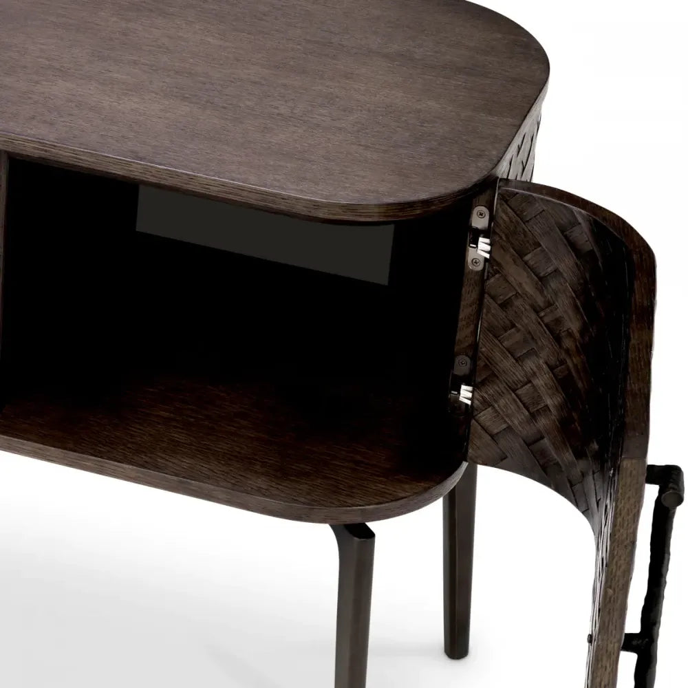 Comoda din Furnir de stejar Maro si Metal Bronz L180xH78cm Nilsson Eichholtz