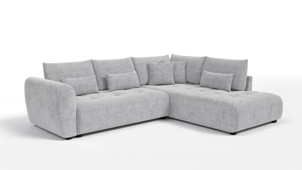 Coltar extensibil in forma de L tapitat cu Chenille Sajma 20 Gri deschis L291x234cm Trezzo