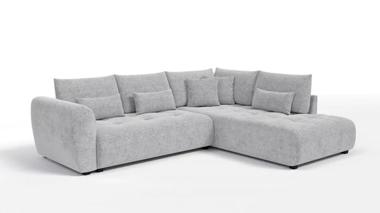 Coltar extensibil in forma de L tapitat cu Chenille Sajma 20 Gri deschis L291x234cm Trezzo