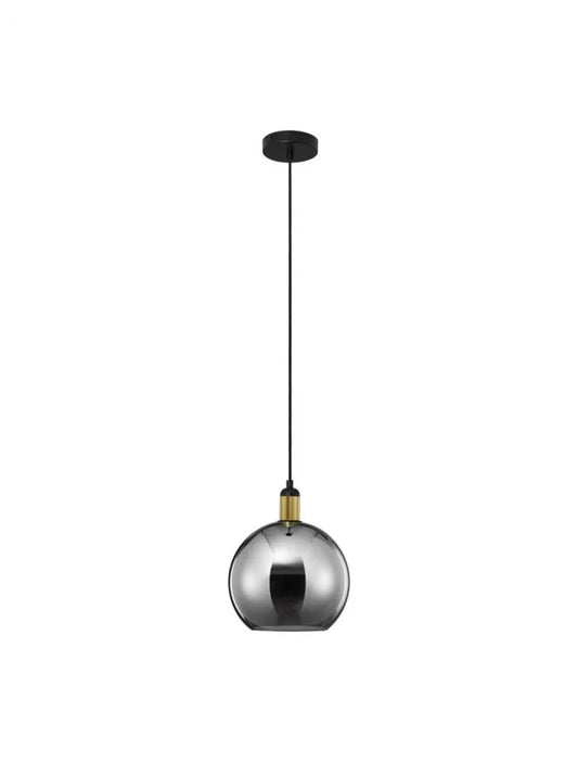 Pendul structura din Metal Negru/Auriu si abajur din Sticla Fumuriu H180xL25cm IP20 MIRRO