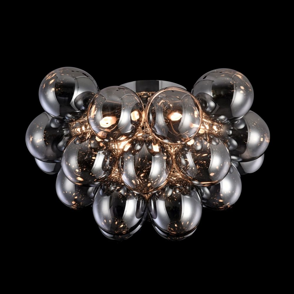 Candelabru Rotund din Metal si Sticla Argintiu/Negru Balbo D50xH32cm