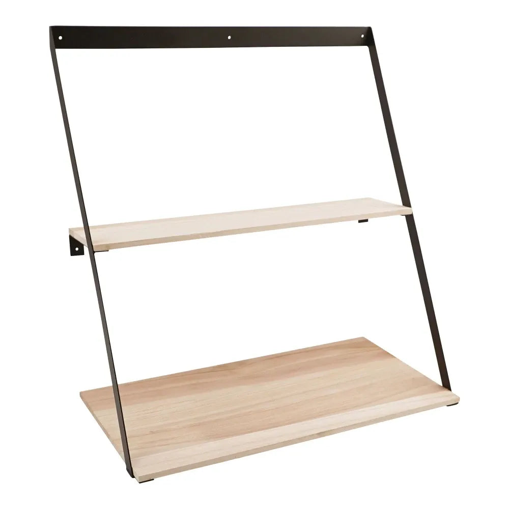 Raft de perete din Lemn de pin Maro si Metal Negru L50xH52cm Bern