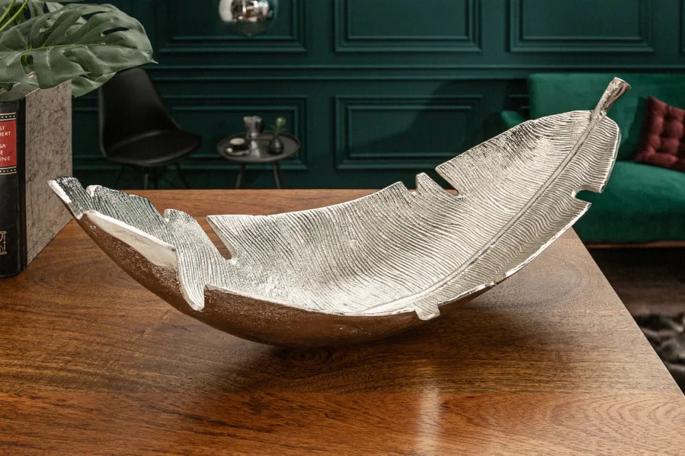 Bol decorativ din Metal Argintiu H20xL62cm Silver Leaf