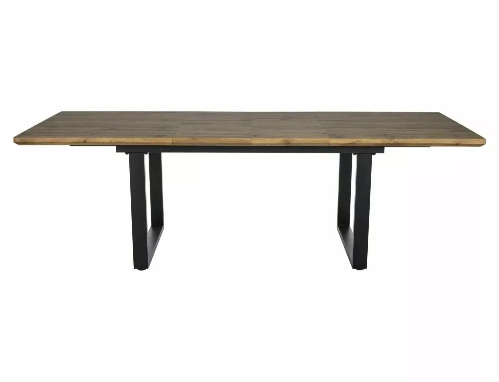Masa extensibila din MDF+Furnir de stejar Maro si Metal Negru L160-240xH76cm Umberto II