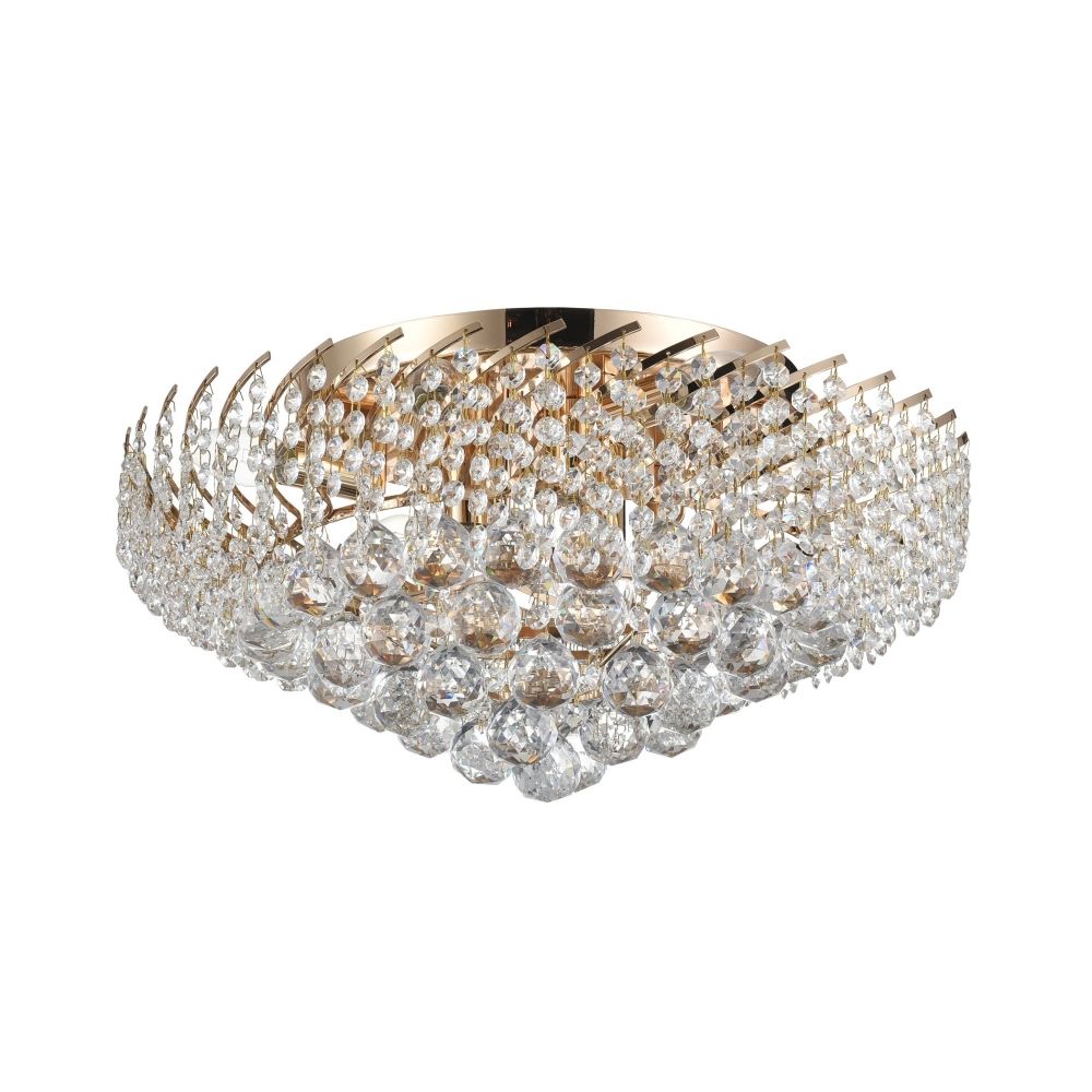Candelabru Rotund din Metal si Cristal Auriu/Transparent Karolina D51xH27cm