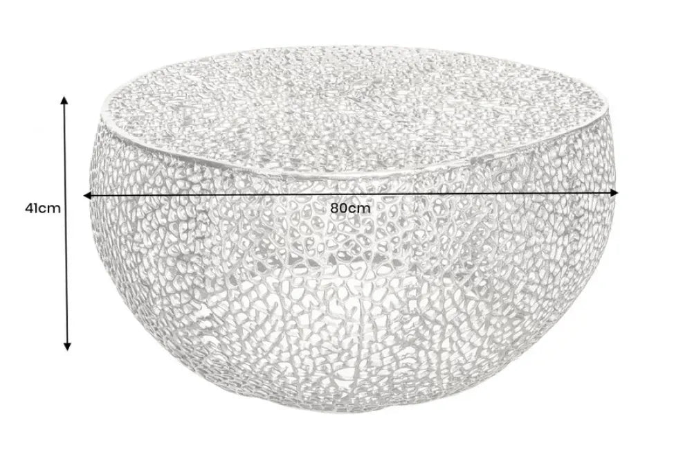 Masuta de cafea din Metal Argintiu D80xH41cm Leaf