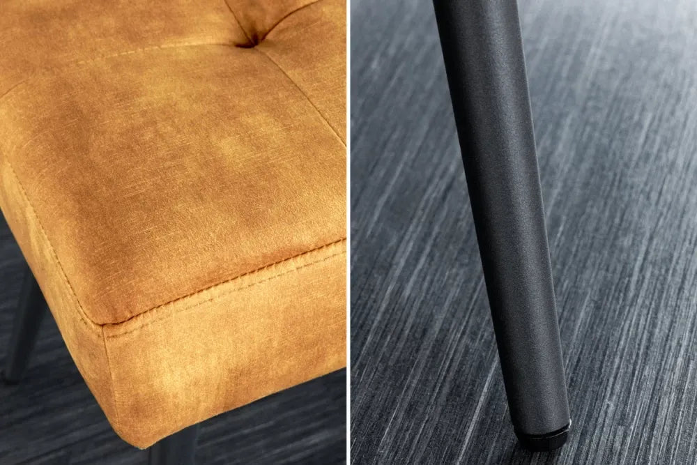 Bancheta din Metal Negru si Catifea Galben H44xL100cm Boutique