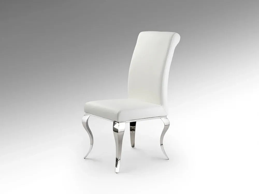 Scaun din Metal Argintiu si Piele sintetica Alb L48xH103cm Barroque