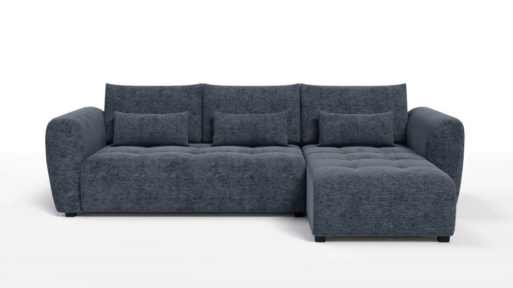 Coltar in forma de L tapitat cu Chenille Albastru Sajma 12 L293x171cm Trezzo