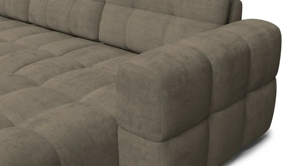 Coltar in forma de U tapitat cu material pet friendly Alias maro L374 x 219cm