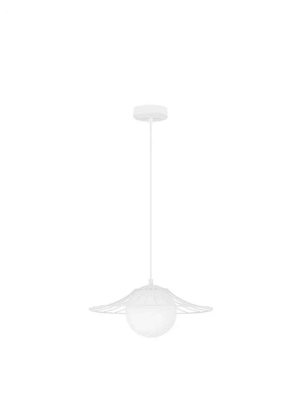 Pendul structura din Metal Alb si abajur din Sticla Alb H115xL36cm IP20 FLY