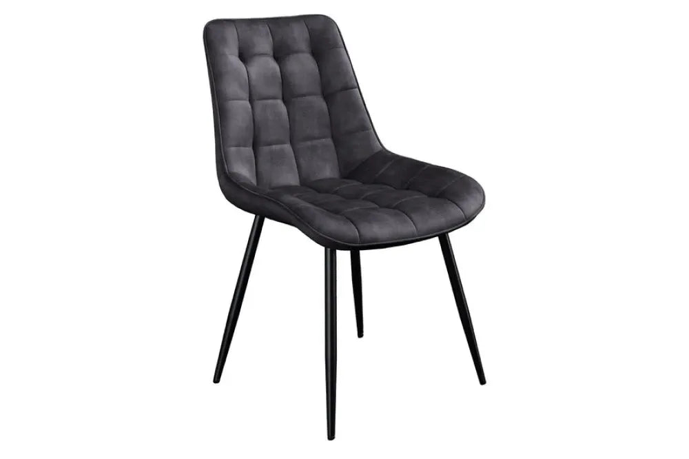 Set 4 scaune tapitat cu Catifea Gri inchis si picioare din Metal Negru H85xL51xA59cm ROADSTAR
