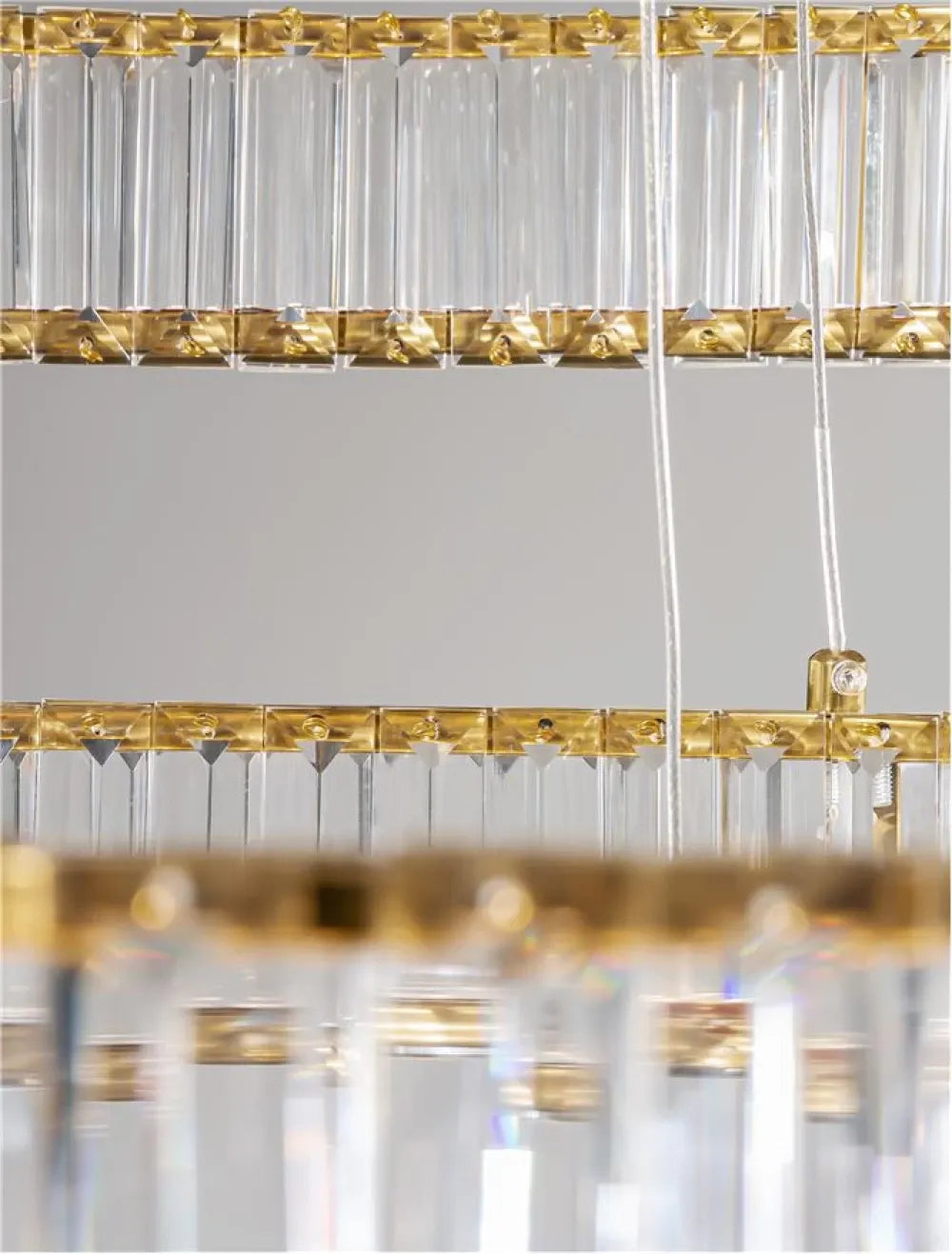 Candelabru structura din Metal Auriu si abajur din Cristal Transparent H150xL80cm IP20 92W 7670lm 3500k AURELIA