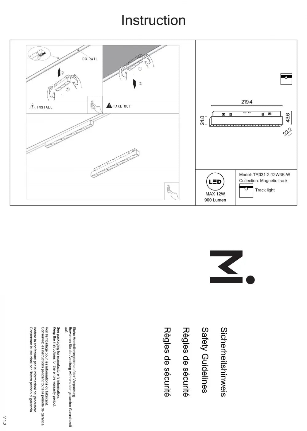 Spot pentru sina Exility din Aluminiu Alb H4.4xL22cm 12W 900lm 3000k Points