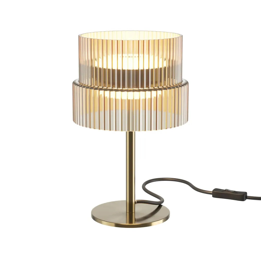 Veioza din Metal Bronz si Sticla Maro Cognac H24xD14.8cm Scala