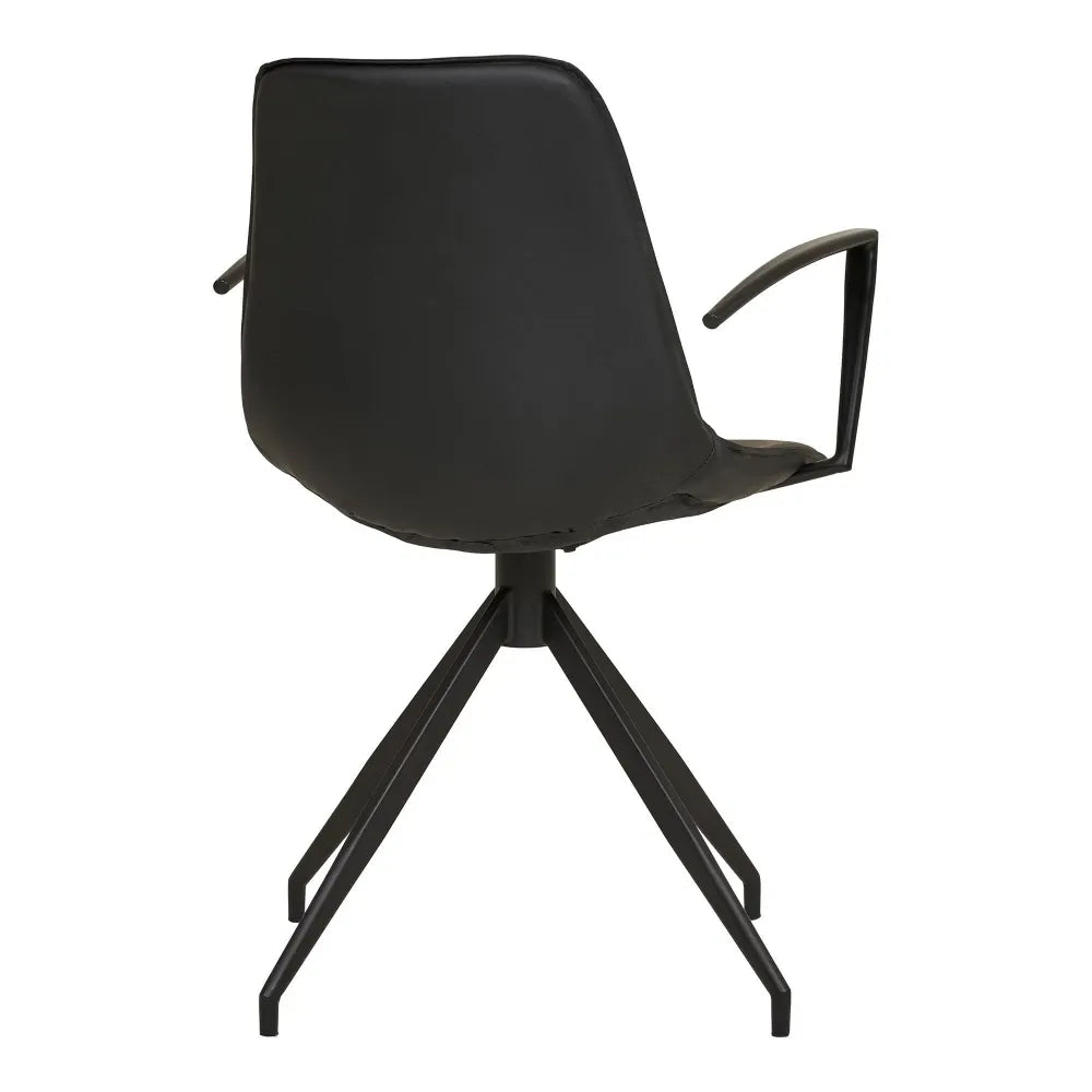 Set 2 scaune din Metal Negru si Piele sintetica Negru H86xL48xA56cm Monaco