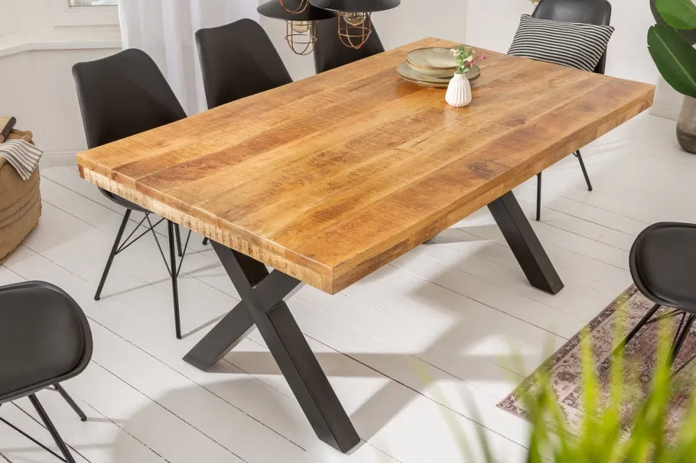 Masa din Lemn de mango Maro si Metal Negru L160xH77cm Iron craft