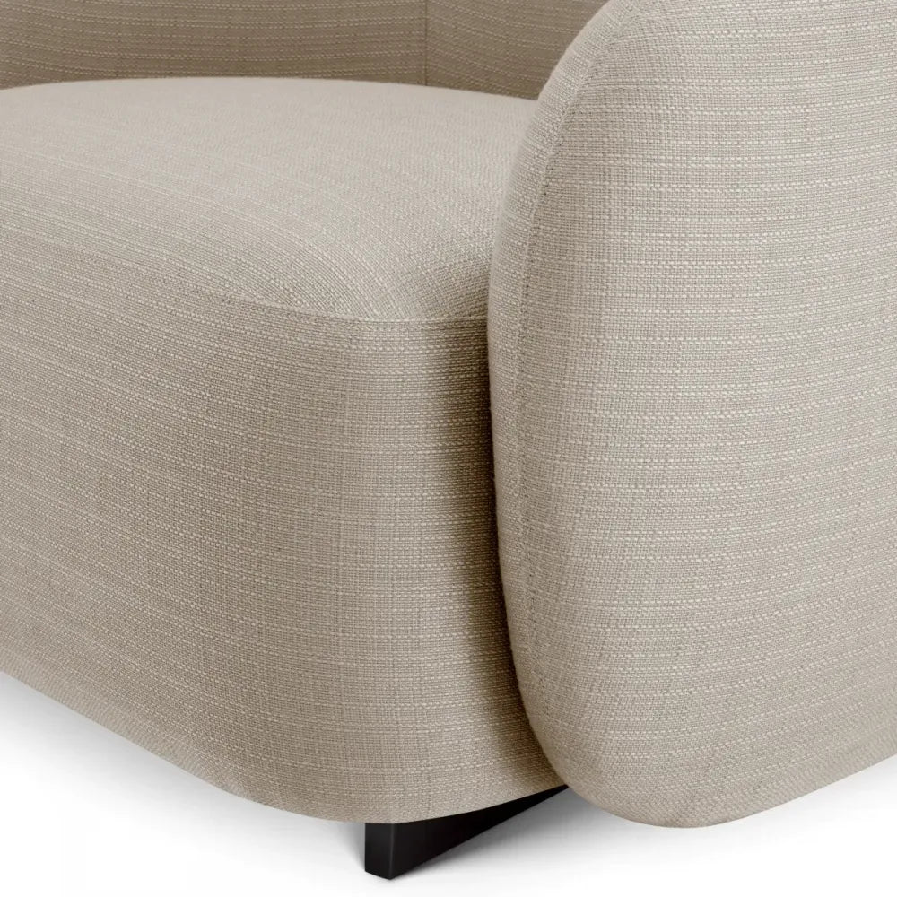 Fotoliu de exterior din Metal Negru si Stofa Bej H52xL100xA88cm Brice Eichholtz