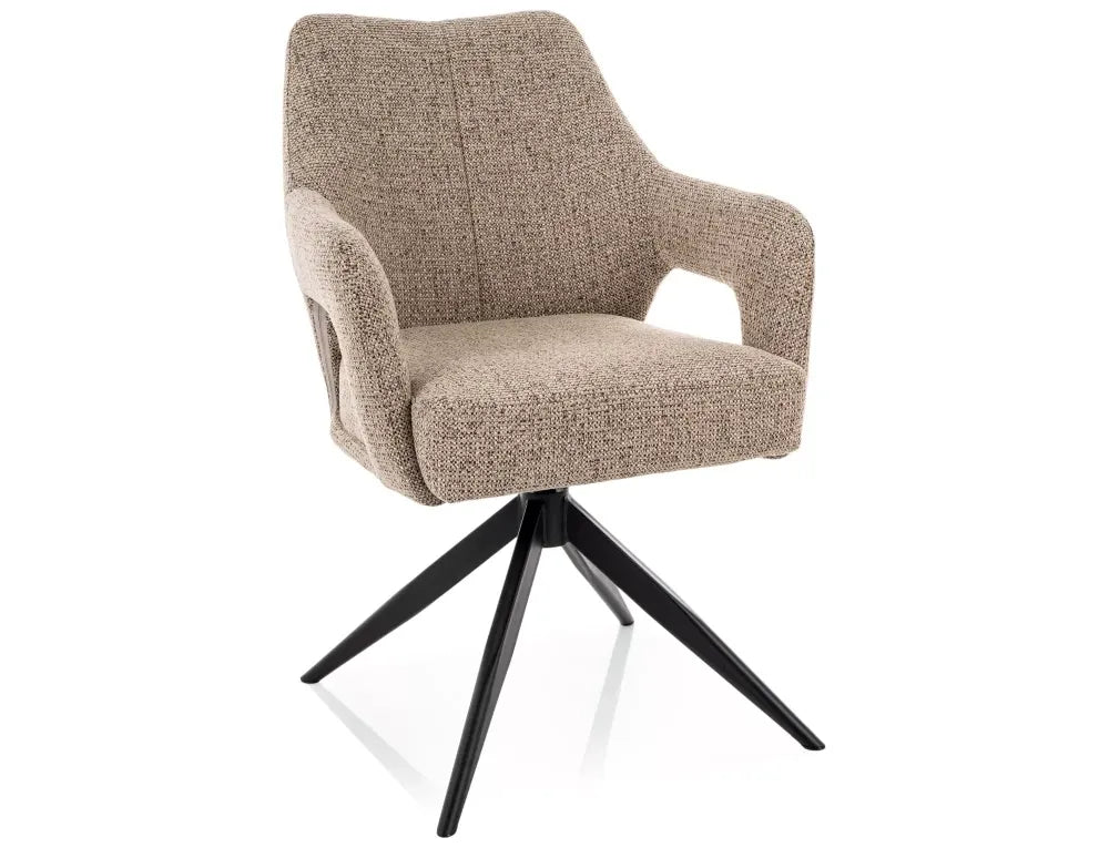 Scaun rotativ din Stofa Bej inchis si Metal Negru H86xL59xA65cm Olsen