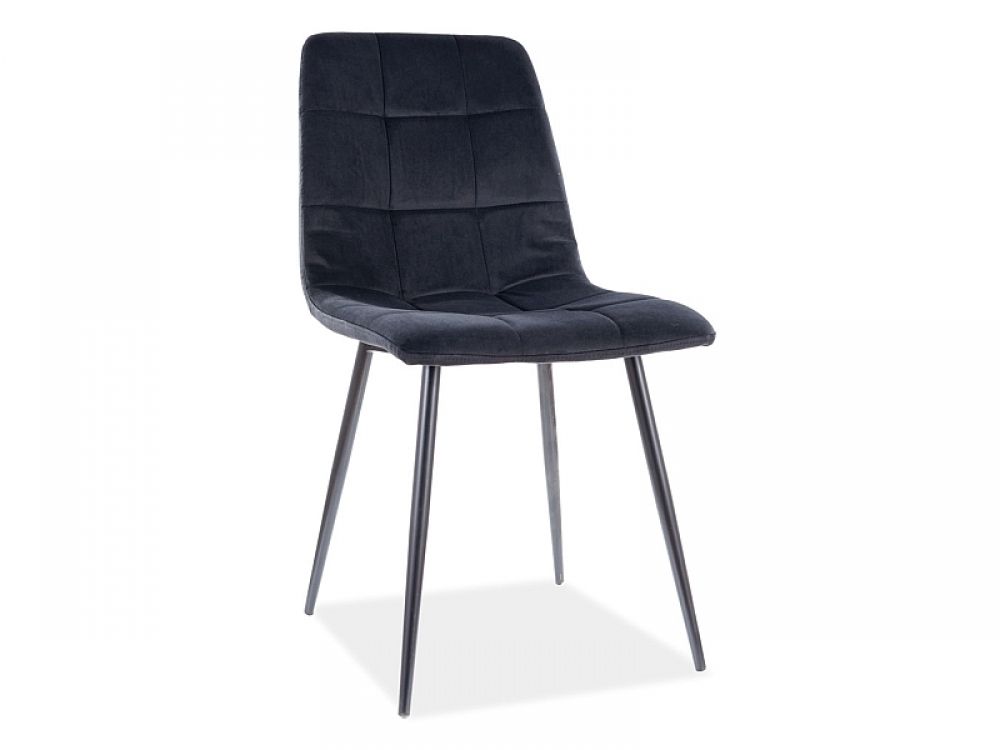 Set 2 scaune tapitate cu Catifea Negru cu picioare din Metal Negru H86xL45xA41cm Mila