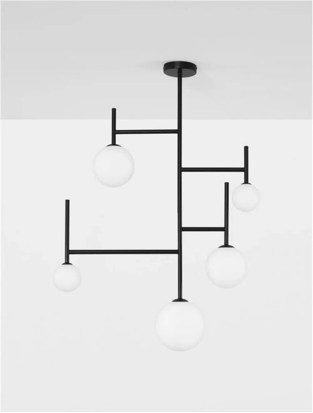 Lustra structura din Aluminiu Negru si abajur din Sticla Alb H100xL73cm IP20 LICATO