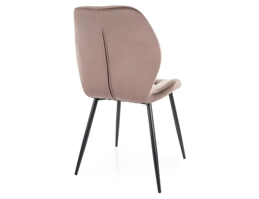 Set 2 scaune din Catifea Maro cappuccino si Metal Negru Hx86Lx48xA56cm Rick