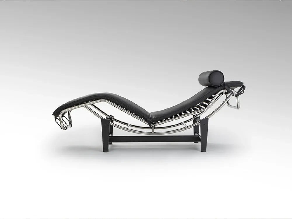 Sezlong din Metal Negru/Argintiu si Piele Negru L154xH56cm Leco