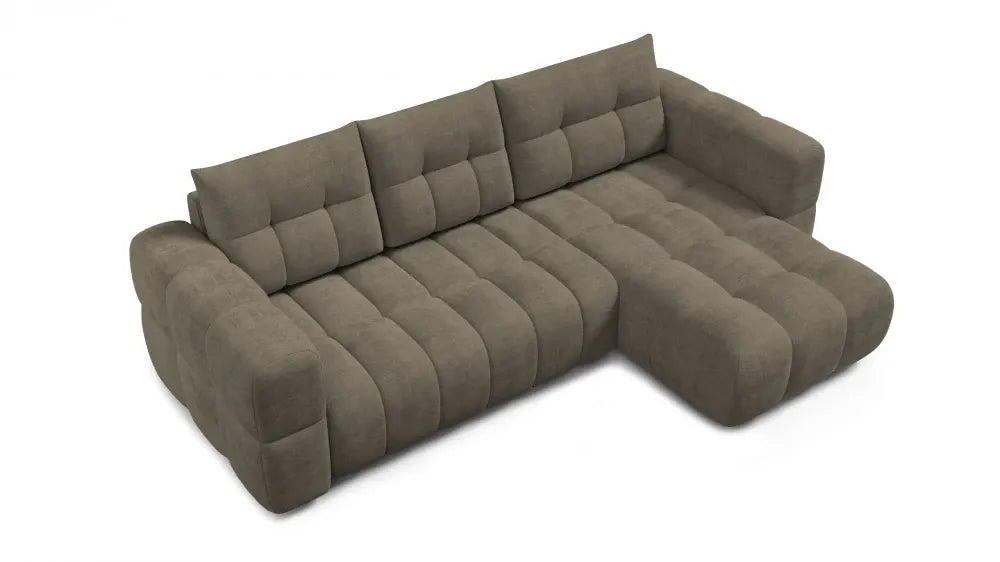 Coltar in forma de L tapitat cu material pet friendly Alias maro L264 x 160cm
