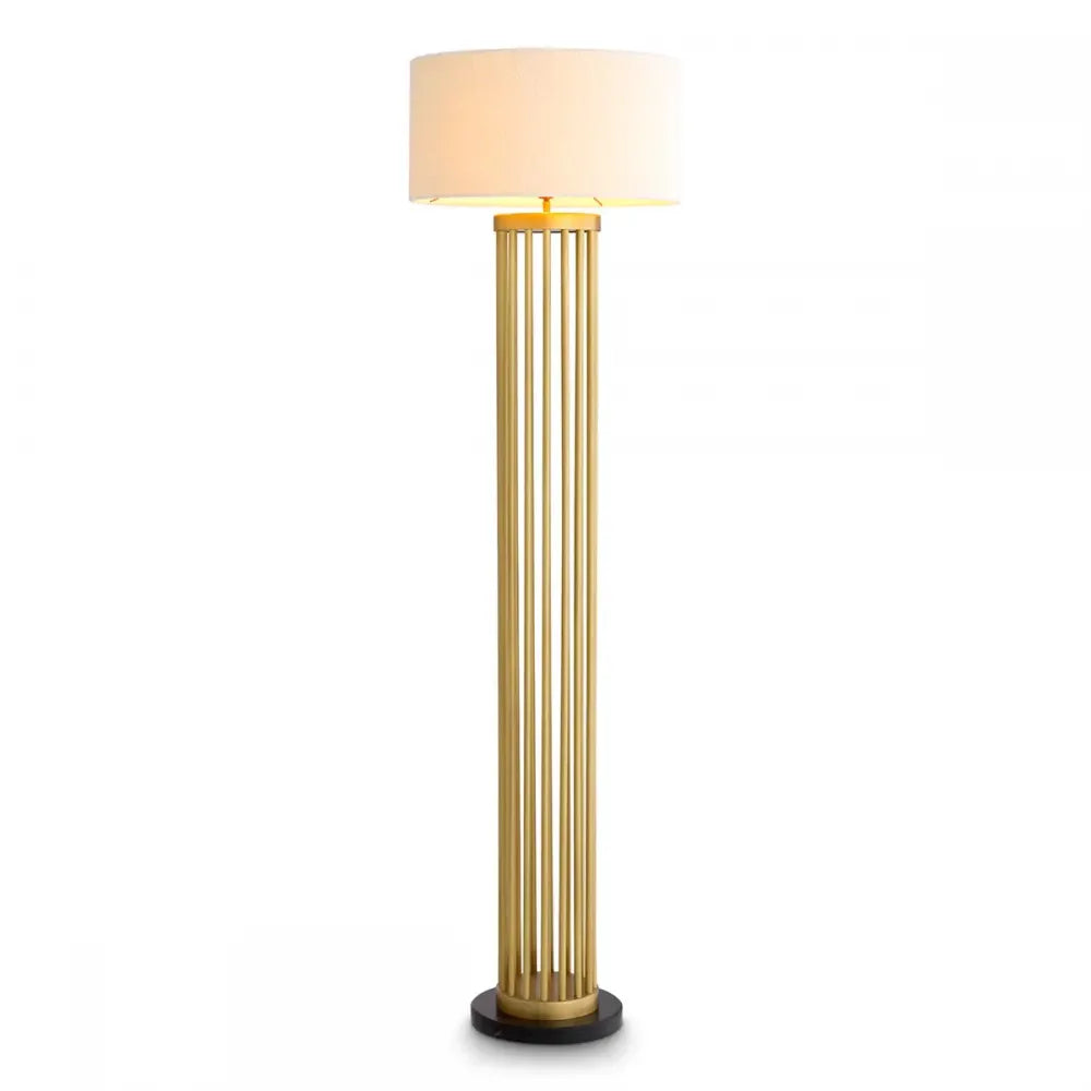Lampa de podea din Metal/Marmura Alama si Stofa boucle Alb H188xD55cm Condo Eichholtz