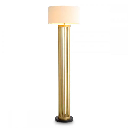 Lampa de podea din Metal/Marmura Alama si Stofa boucle Alb H188xD55cm Condo Eichholtz