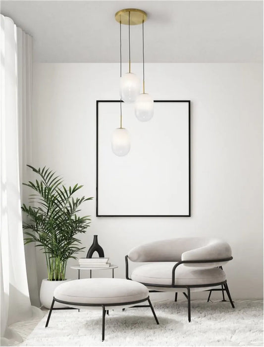 Lustra structura din Metal Auriu si abajur din Sticla Alb H120xL43cm IP20 CHRYSI