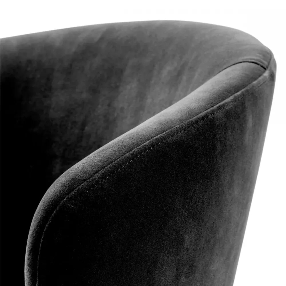 Scaun cu brate din Catifea si Metal Gri inchis/Alama H81xL60xA64cm Eichholtz Kinley