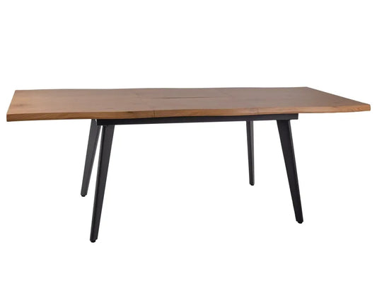 Masa extensibila din MDF+Furnir de stejar Maro si Metal Negru L150-210xH76cm Fresno