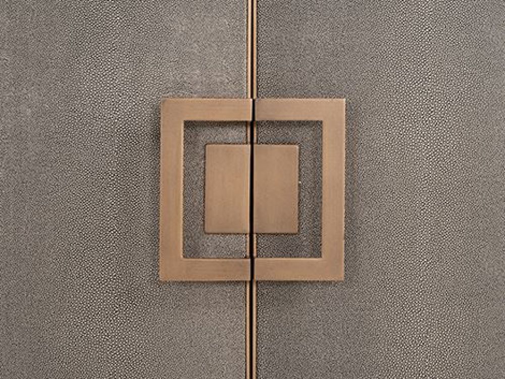 Comoda din piele ecologica si Lemn masiv de stejar Bej/Negru Bloomingville L193xH86cm Richmond Interiors