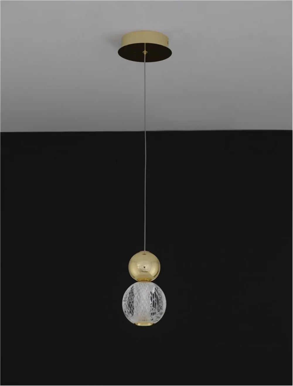 Pendul structura din Aluminiu Auriu si abajur din Acrilic Transparent H120xL11cm IP20 7W 344lm 3200k BRILLE