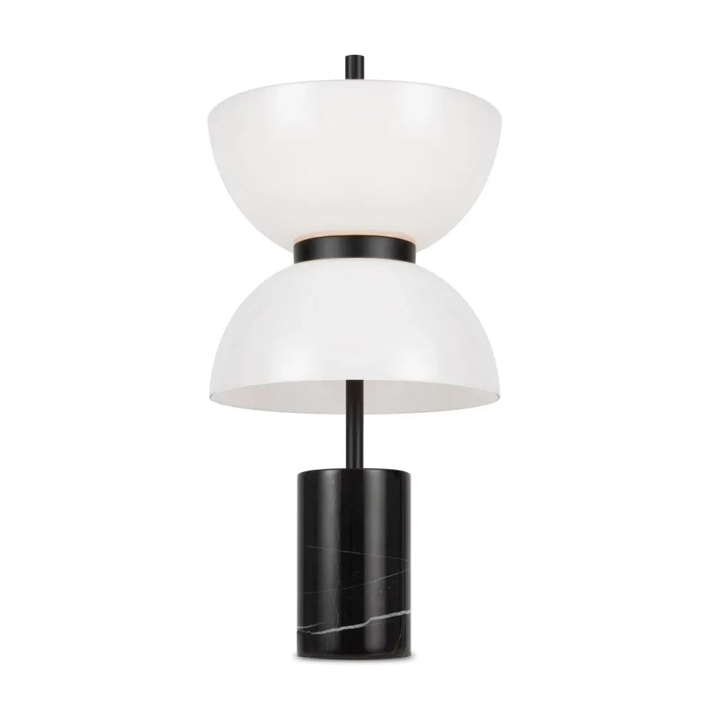 Veioza din Metal/Marmura Negru si Sticla Alb H46xD22cm Kyoto