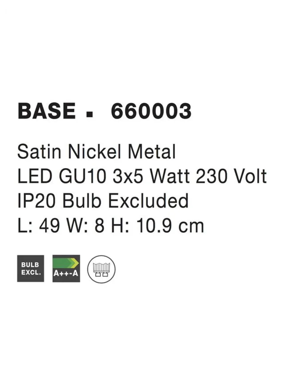 Plafoniera din Metal Argintiu H10.9xL49cm IP20 BASE