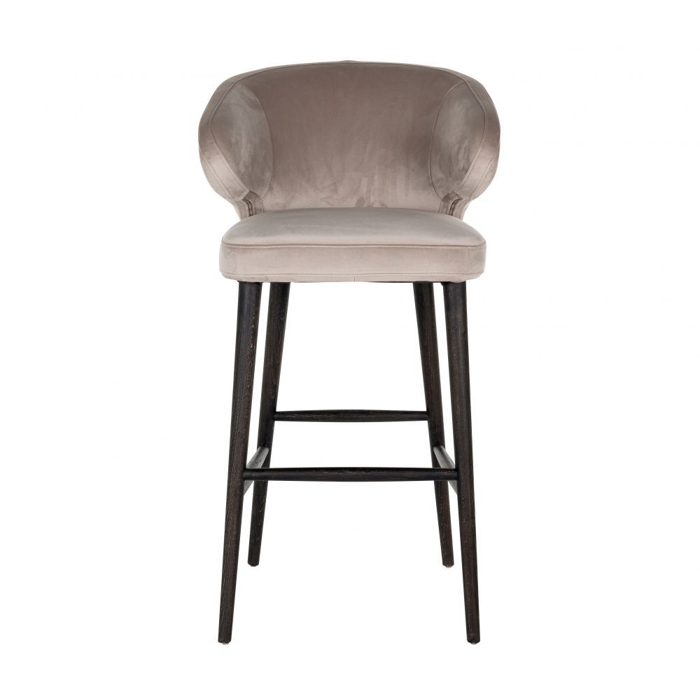 Scaun de bar tapitat cu Catifea Bej si picioare negre inaltime sezut 75cm Indigo Richmond Interiors