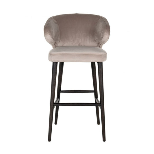 Scaun de bar tapitat cu Catifea Bej si picioare negre inaltime sezut 75cm Indigo Richmond Interiors