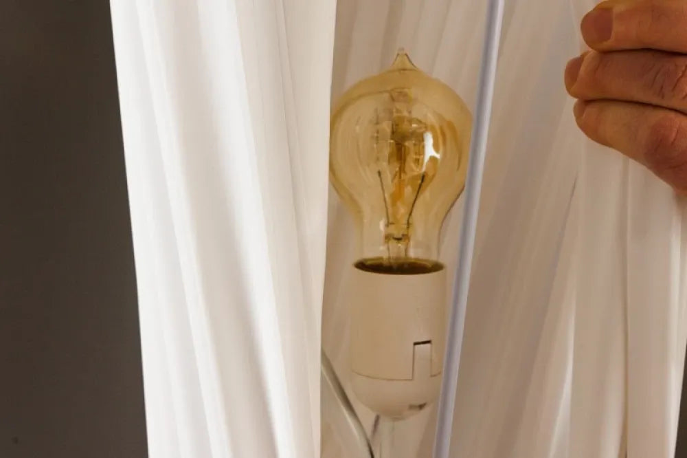 Lampa de podea din Metal Argintiu si Textil Alb H180xD43cm Paris